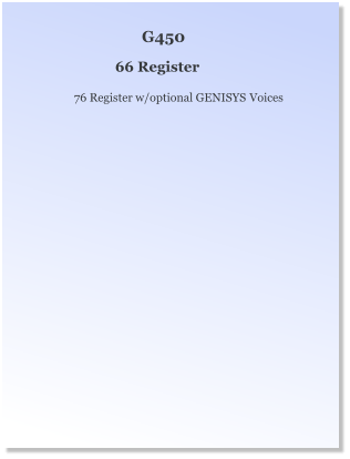 76 Register w/optional GENISYS Voices 66 Register G450
