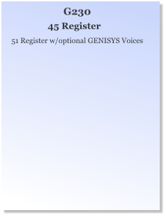 G230 45 Register 51 Register w/optional GENISYS Voices